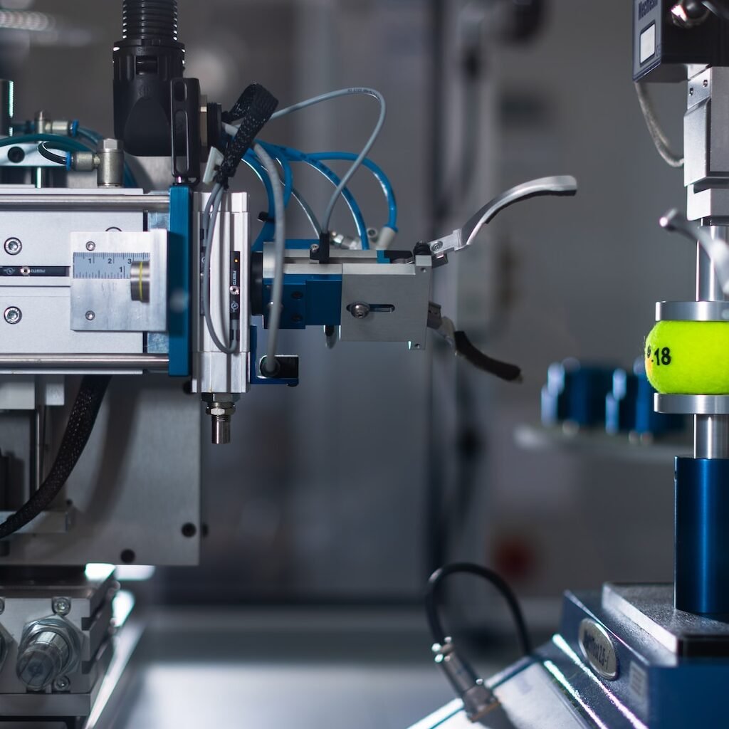 blue and silver industrial machine